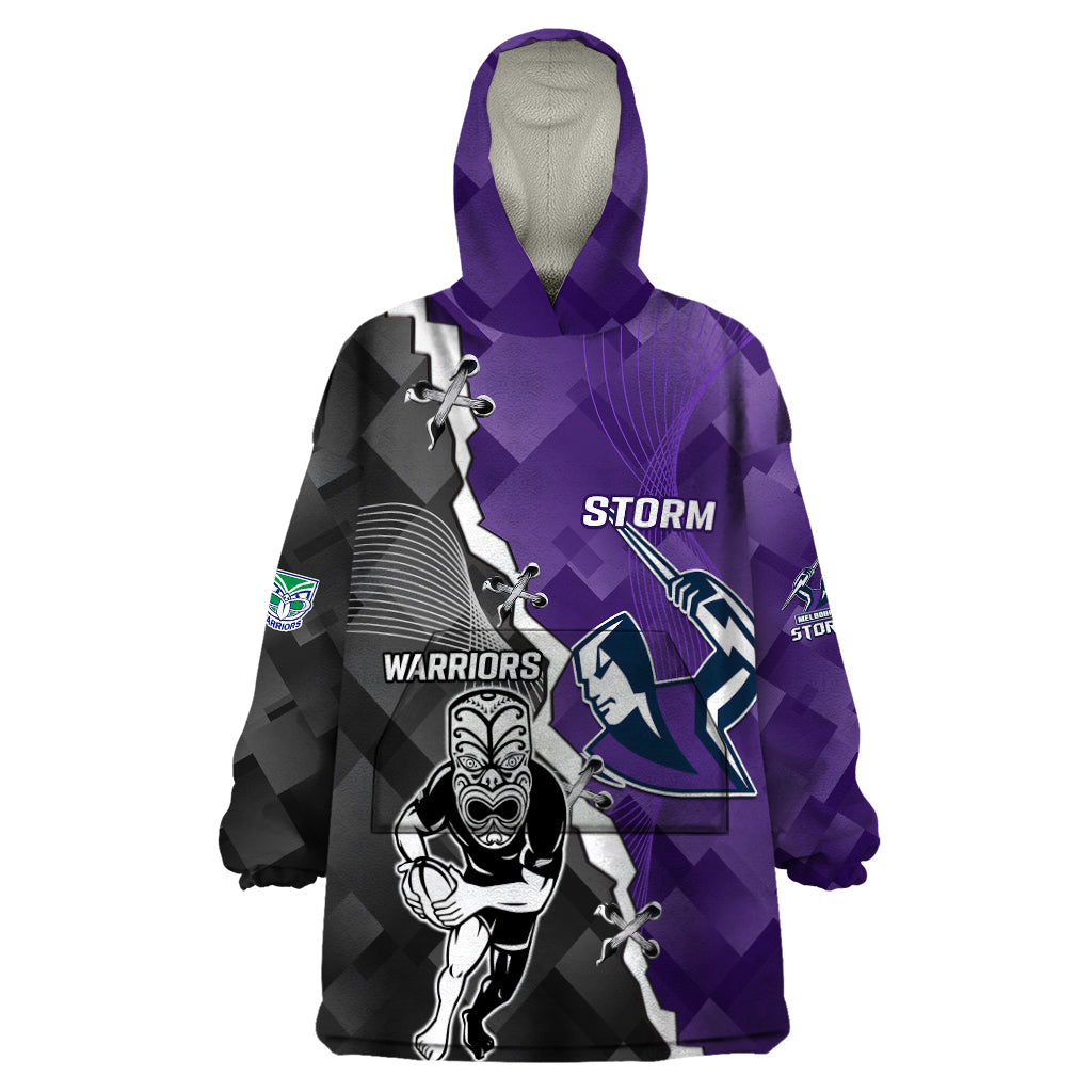 Personalised Storm And Warriors Rugby Wearable Blanket Hoodie 2023 Sporty Style - Vibe Hoodie Shop