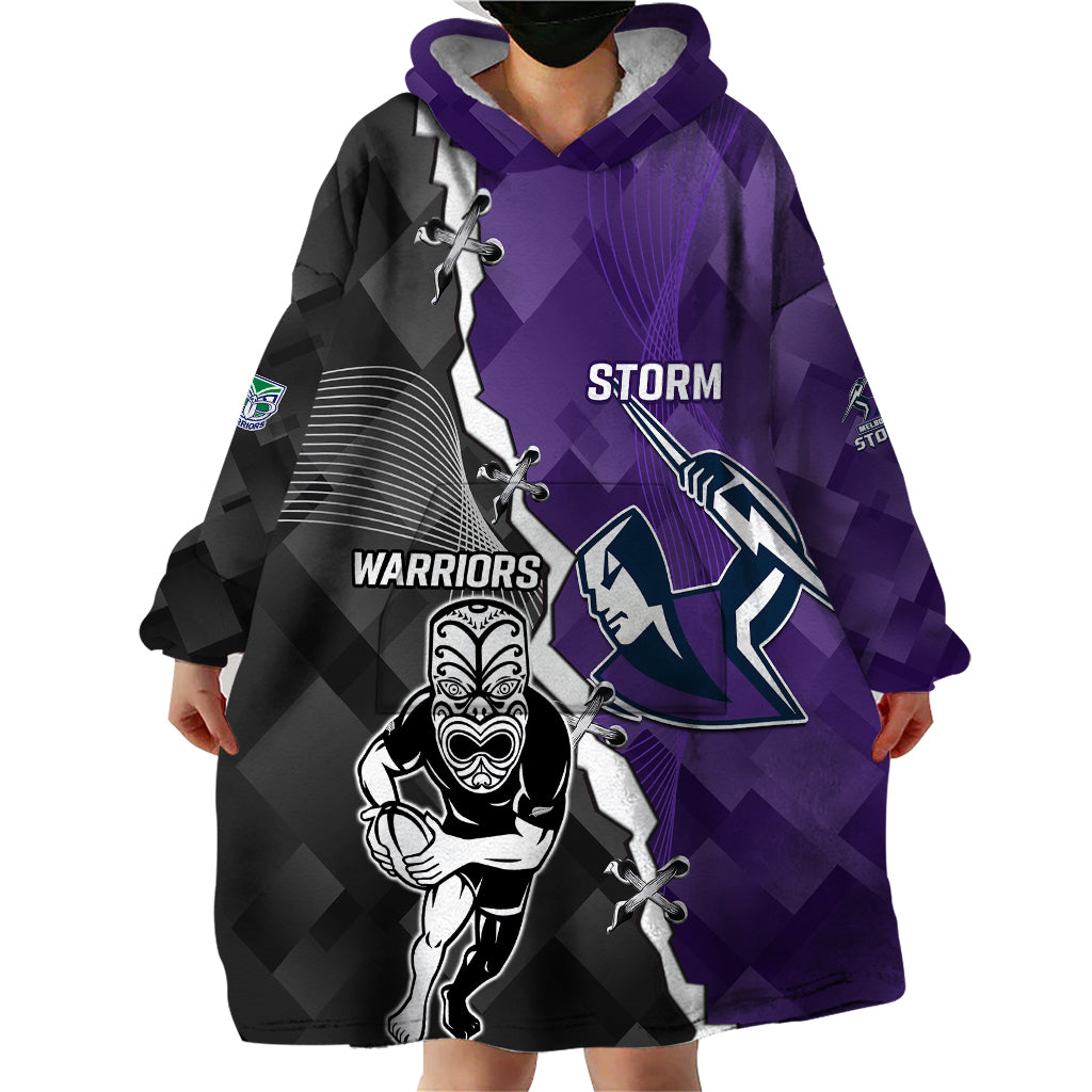 Personalised Storm And Warriors Rugby Wearable Blanket Hoodie 2023 Sporty Style - Vibe Hoodie Shop