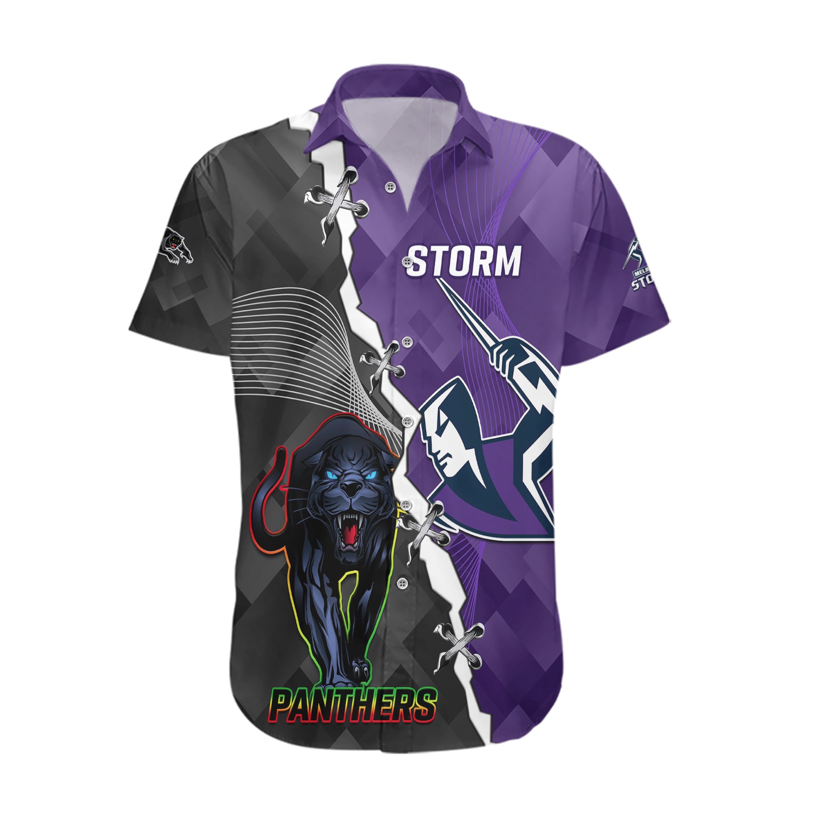 Personalised Storm And Panthers Rugby Hawaiian Shirt 2023 Sporty Style - Vibe Hoodie Shop