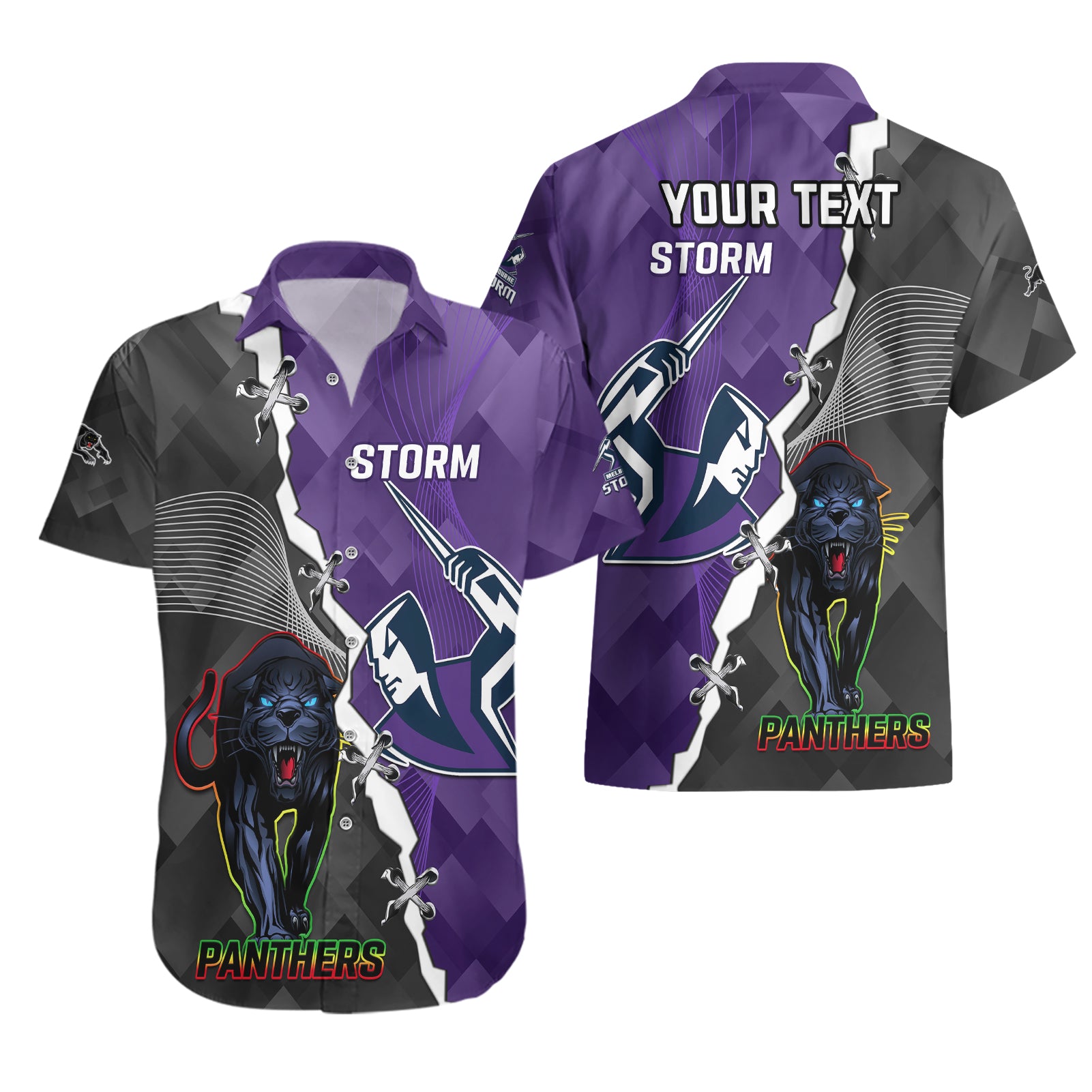 Personalised Storm And Panthers Rugby Hawaiian Shirt 2023 Sporty Style - Vibe Hoodie Shop