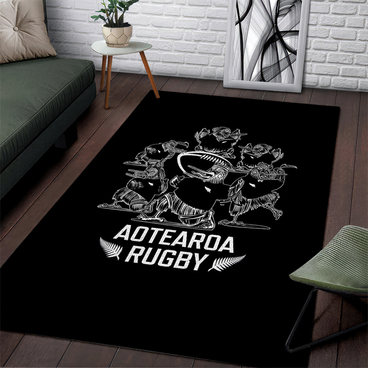 New Zealand Silver Fern Rugby Area Rug Haka Aotearoa Kiwi Dance - Vibe Hoodie Shop