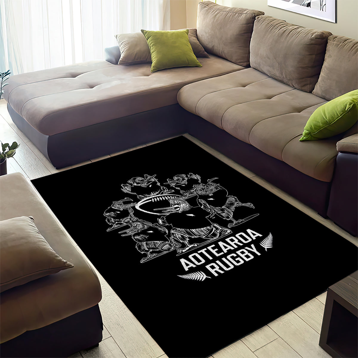 New Zealand Silver Fern Rugby Area Rug Haka Aotearoa Kiwi Dance - Vibe Hoodie Shop