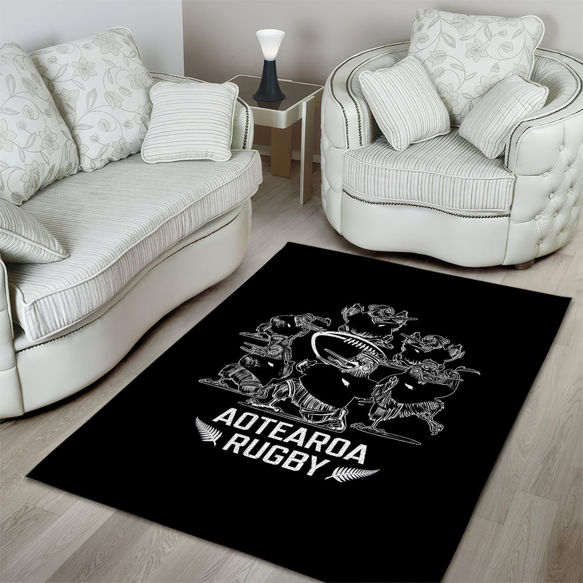 New Zealand Silver Fern Rugby Area Rug Haka Aotearoa Kiwi Dance - Vibe Hoodie Shop