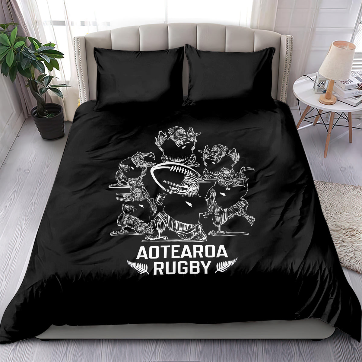 New Zealand Silver Fern Rugby Bedding Set Haka Aotearoa Kiwi Dance - Vibe Hoodie Shop