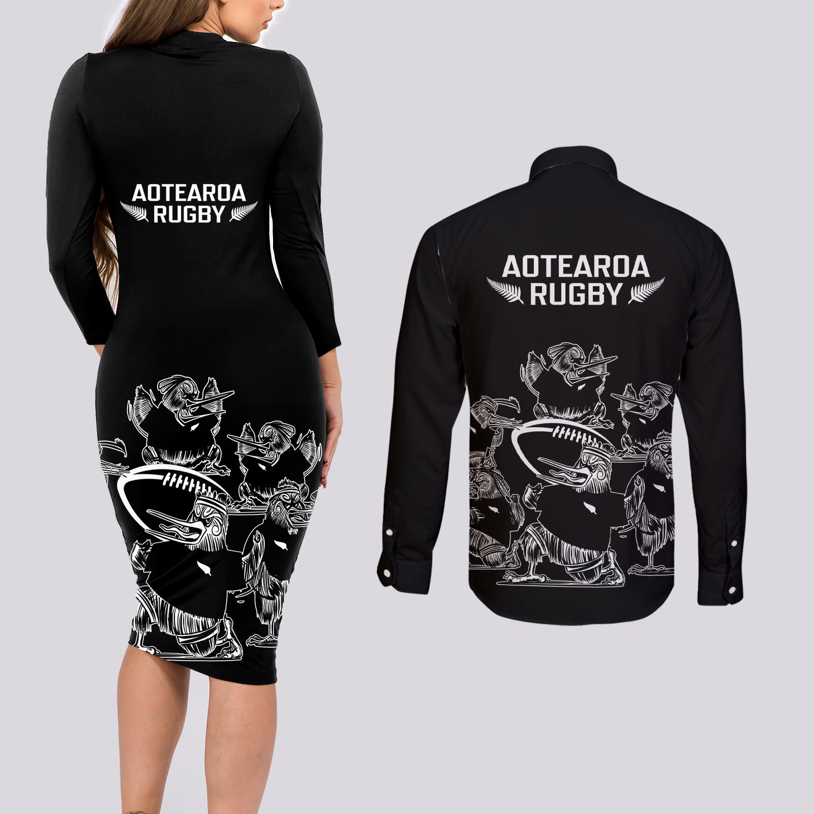 new-zealand-silver-fern-rugby-couples-matching-long-sleeve-bodycon-dress-and-long-sleeve-button-shirt-haka-aotearoa-kiwi-dance