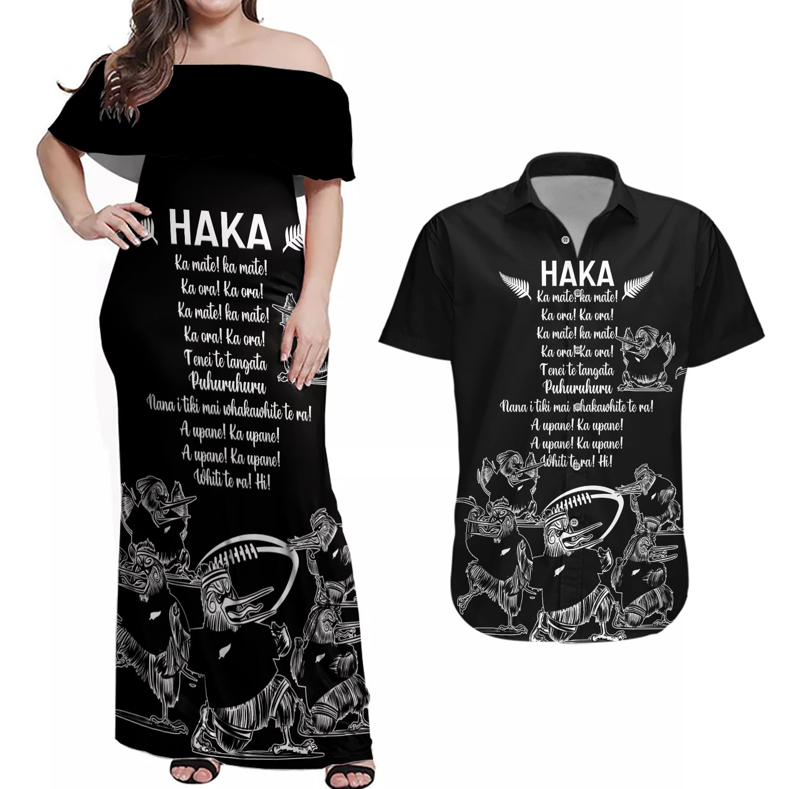 new-zealand-silver-fern-rugby-couples-matching-off-shoulder-maxi-dress-and-hawaiian-shirt-haka-aotearoa-kiwi-dance