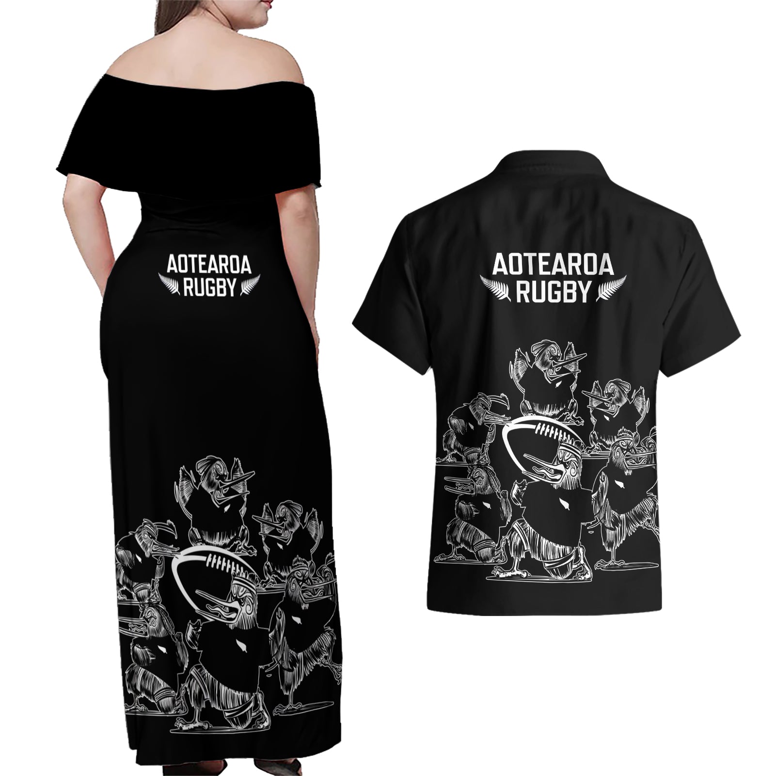 new-zealand-silver-fern-rugby-couples-matching-off-shoulder-maxi-dress-and-hawaiian-shirt-haka-aotearoa-kiwi-dance