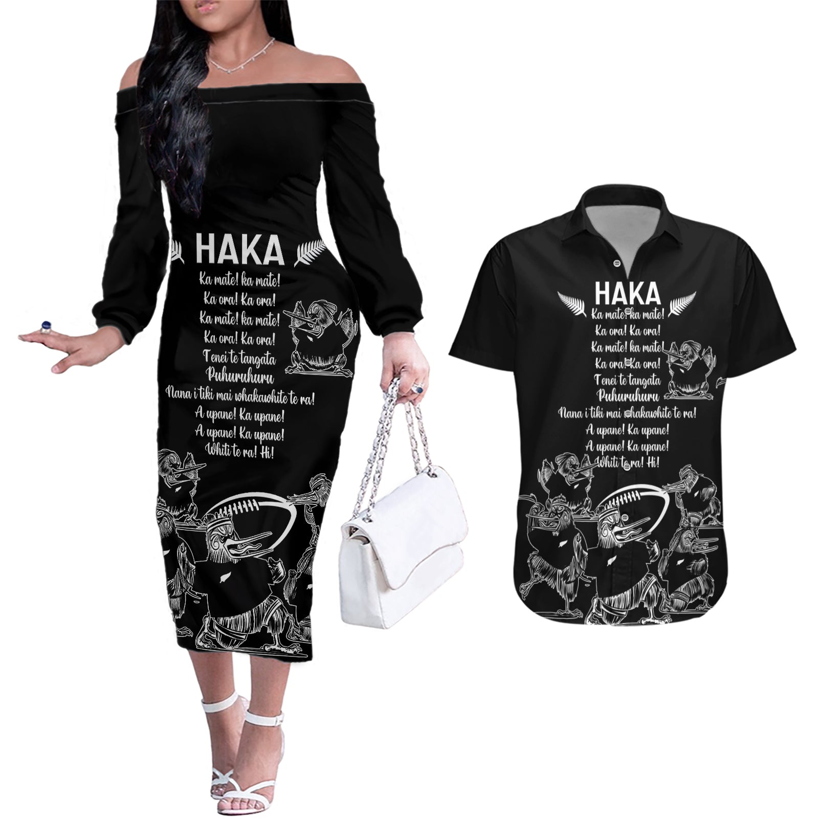 new-zealand-silver-fern-rugby-couples-matching-off-the-shoulder-long-sleeve-dress-and-hawaiian-shirt-haka-aotearoa-kiwi-dance