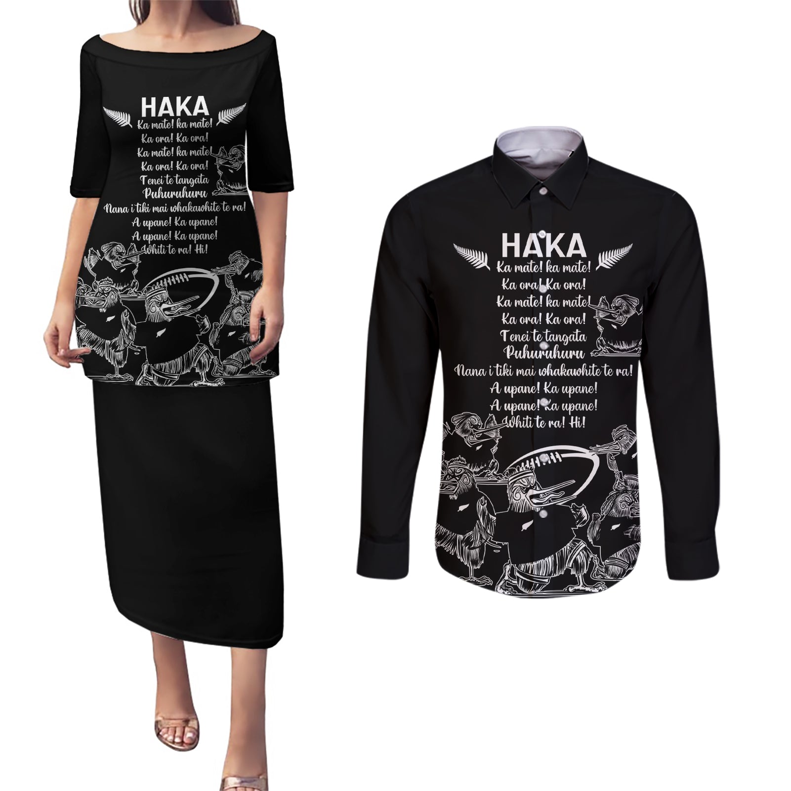 new-zealand-silver-fern-rugby-couples-matching-puletasi-dress-and-long-sleeve-button-shirt-haka-aotearoa-kiwi-dance