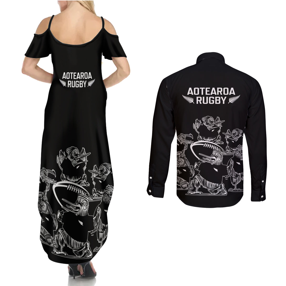 new-zealand-silver-fern-rugby-couples-matching-summer-maxi-dress-and-long-sleeve-button-shirt-haka-aotearoa-kiwi-dance