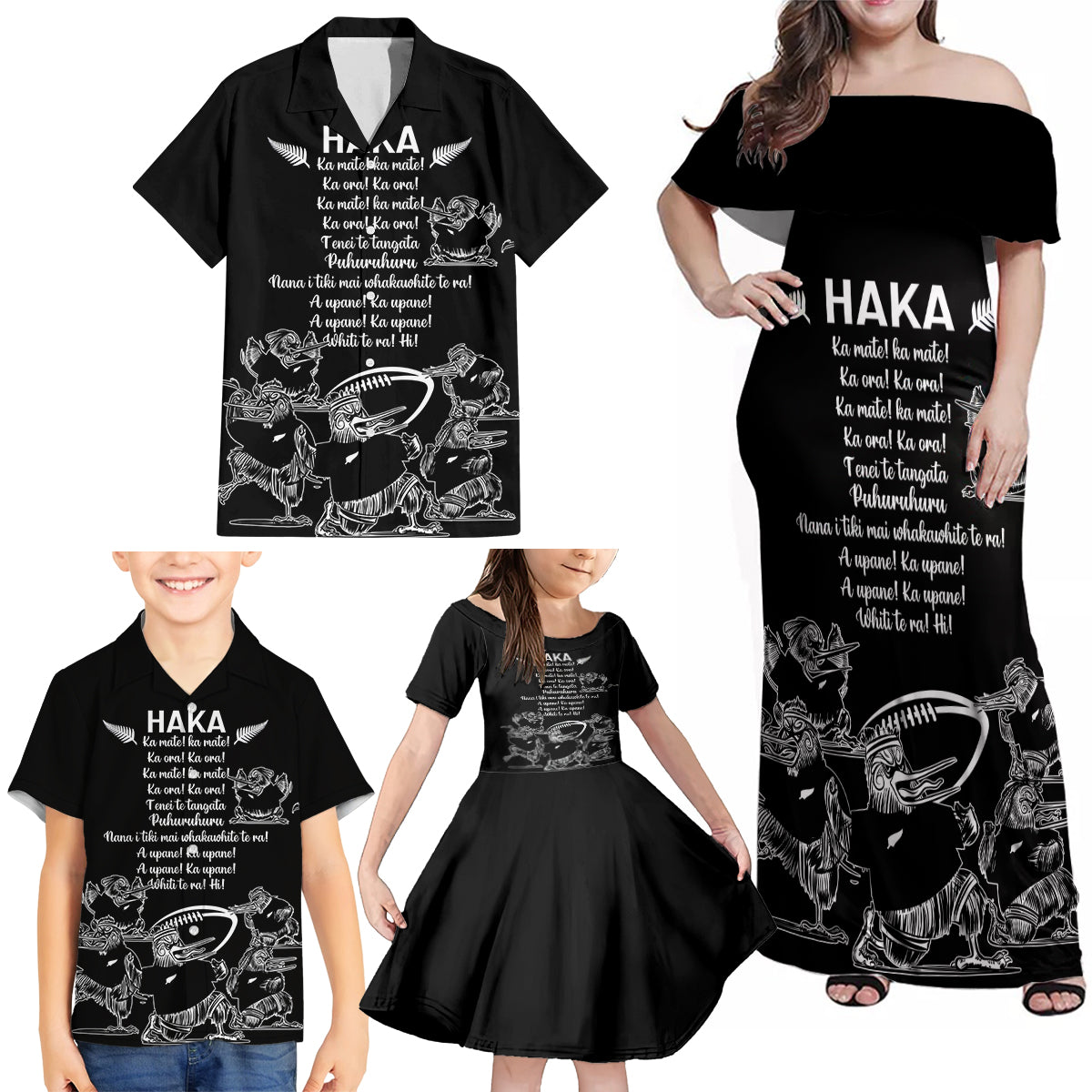 new-zealand-silver-fern-rugby-family-matching-off-shoulder-maxi-dress-and-hawaiian-shirt-haka-aotearoa-kiwi-dance