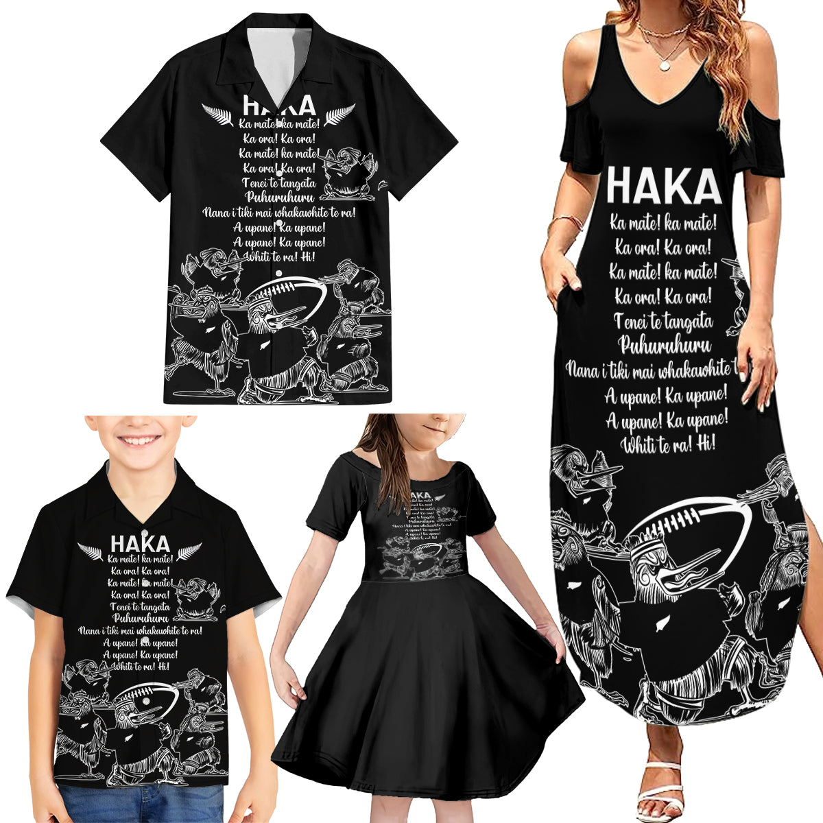new-zealand-silver-fern-rugby-family-matching-summer-maxi-dress-and-hawaiian-shirt-haka-aotearoa-kiwi-dance