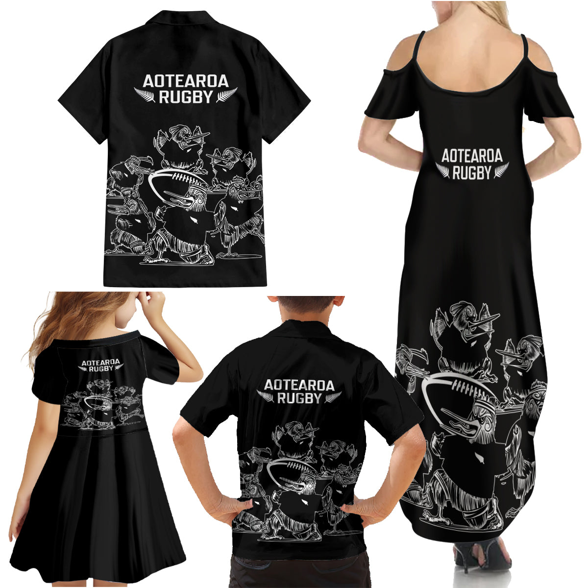 new-zealand-silver-fern-rugby-family-matching-summer-maxi-dress-and-hawaiian-shirt-haka-aotearoa-kiwi-dance