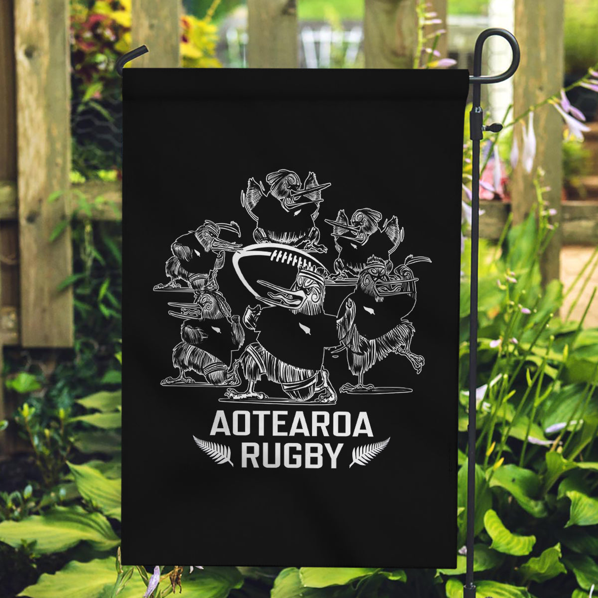 New Zealand Silver Fern Rugby Garden Flag Haka Aotearoa Kiwi Dance - Vibe Hoodie Shop