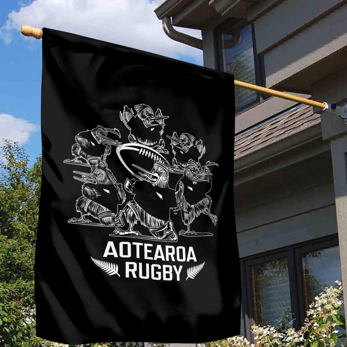 New Zealand Silver Fern Rugby Garden Flag Haka Aotearoa Kiwi Dance - Vibe Hoodie Shop