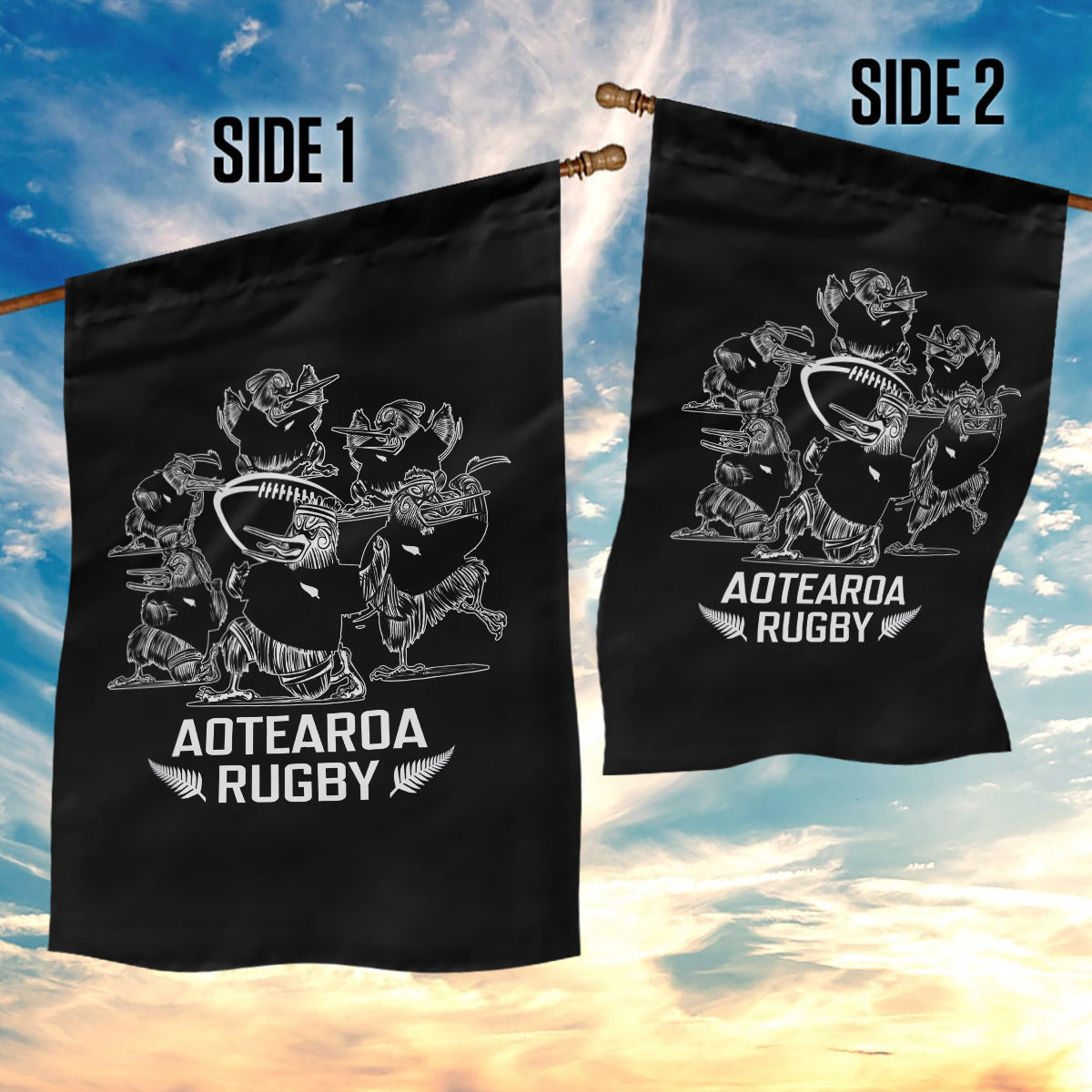 New Zealand Silver Fern Rugby Garden Flag Haka Aotearoa Kiwi Dance - Vibe Hoodie Shop