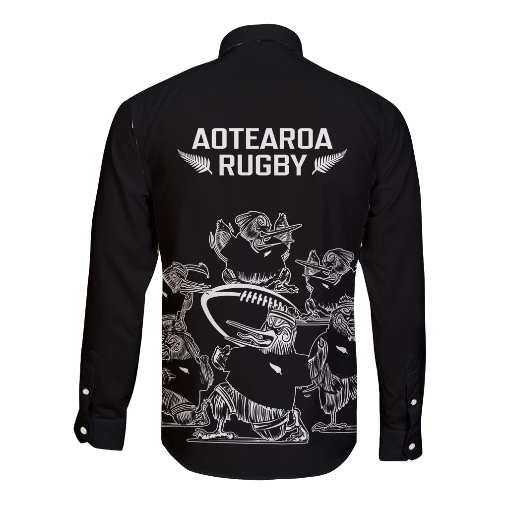New Zealand Silver Fern Rugby Long Sleeve Button Shirt Haka Aotearoa Kiwi Dance - Vibe Hoodie Shop