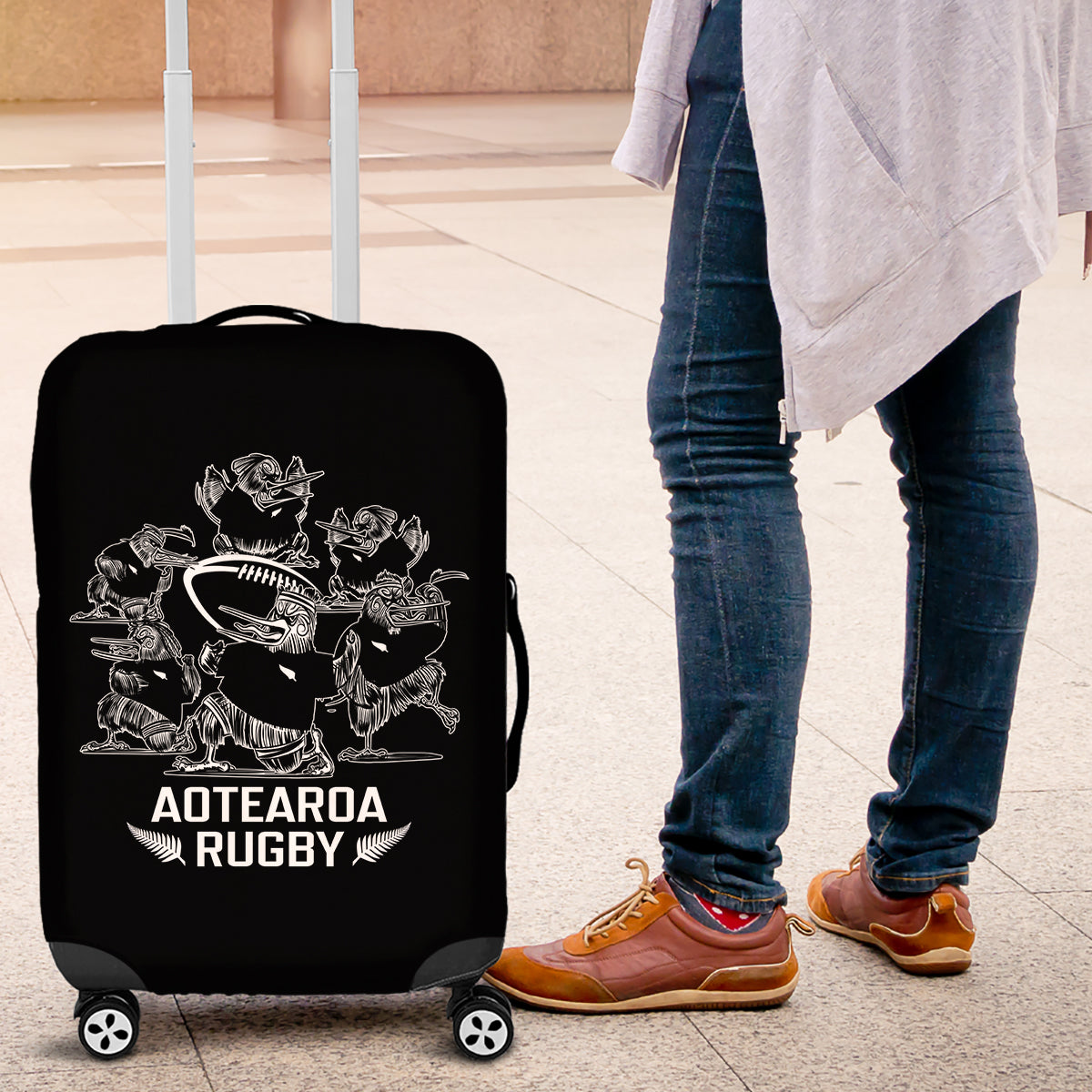 New Zealand Silver Fern Rugby Luggage Cover Haka Aotearoa Kiwi Dance - Vibe Hoodie Shop