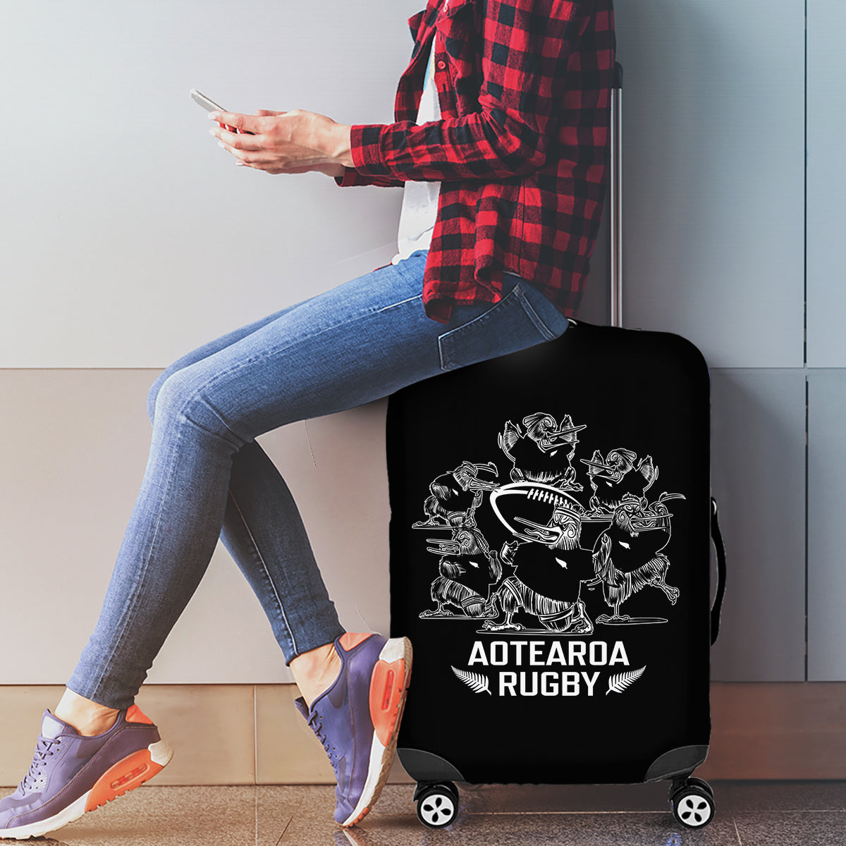 New Zealand Silver Fern Rugby Luggage Cover Haka Aotearoa Kiwi Dance - Vibe Hoodie Shop