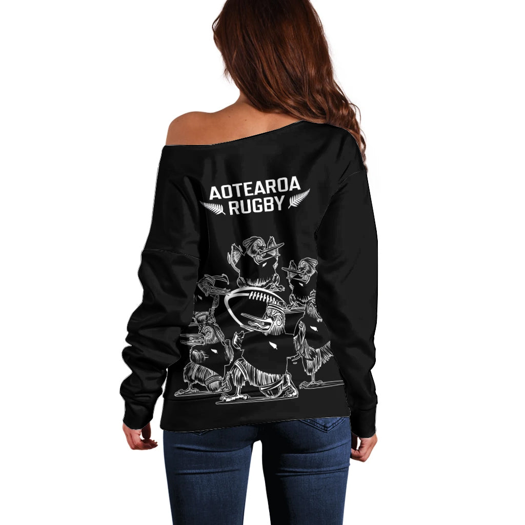 New Zealand Silver Fern Rugby Off Shoulder Sweater Haka Aotearoa Kiwi Dance - Vibe Hoodie Shop