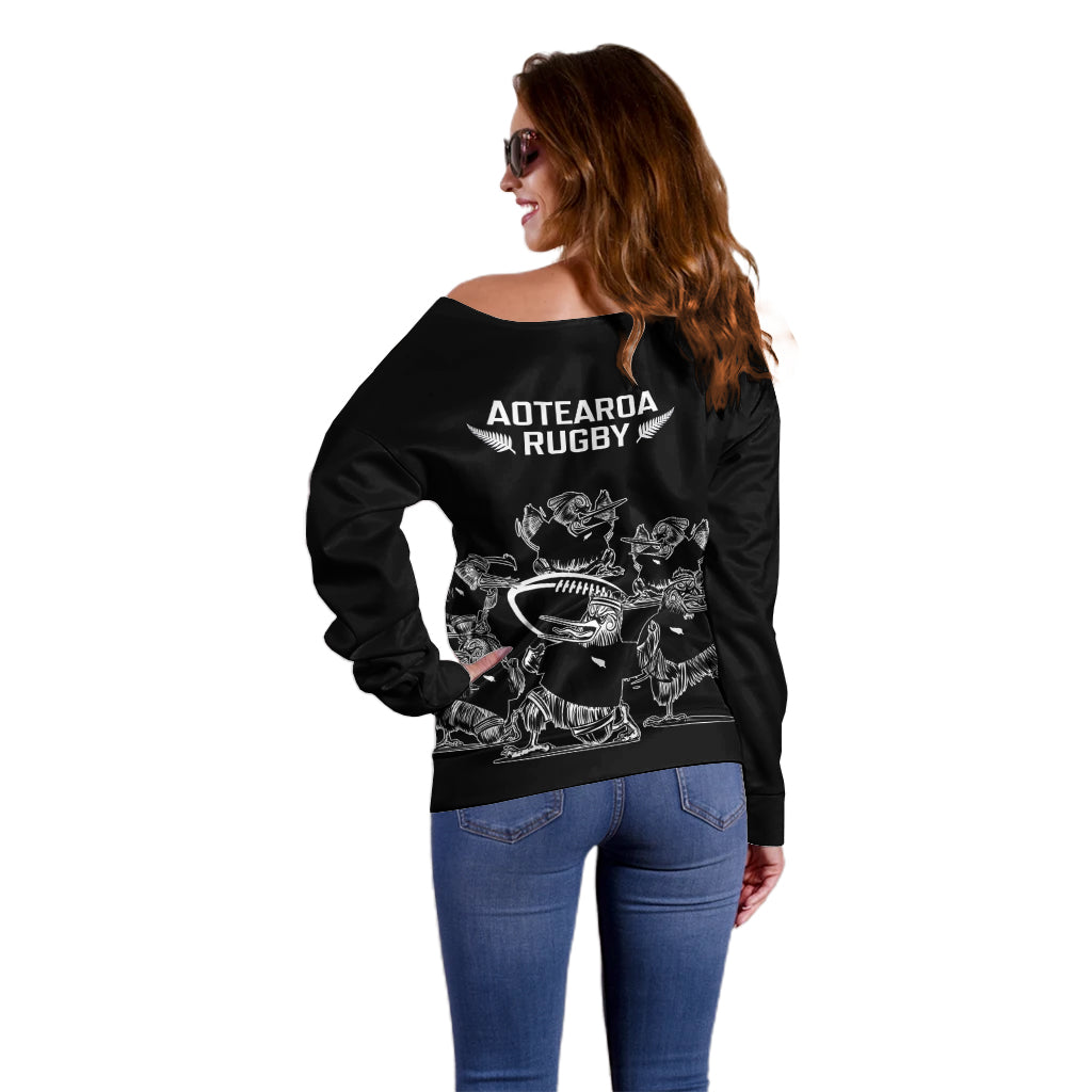 New Zealand Silver Fern Rugby Off Shoulder Sweater Haka Aotearoa Kiwi Dance - Vibe Hoodie Shop