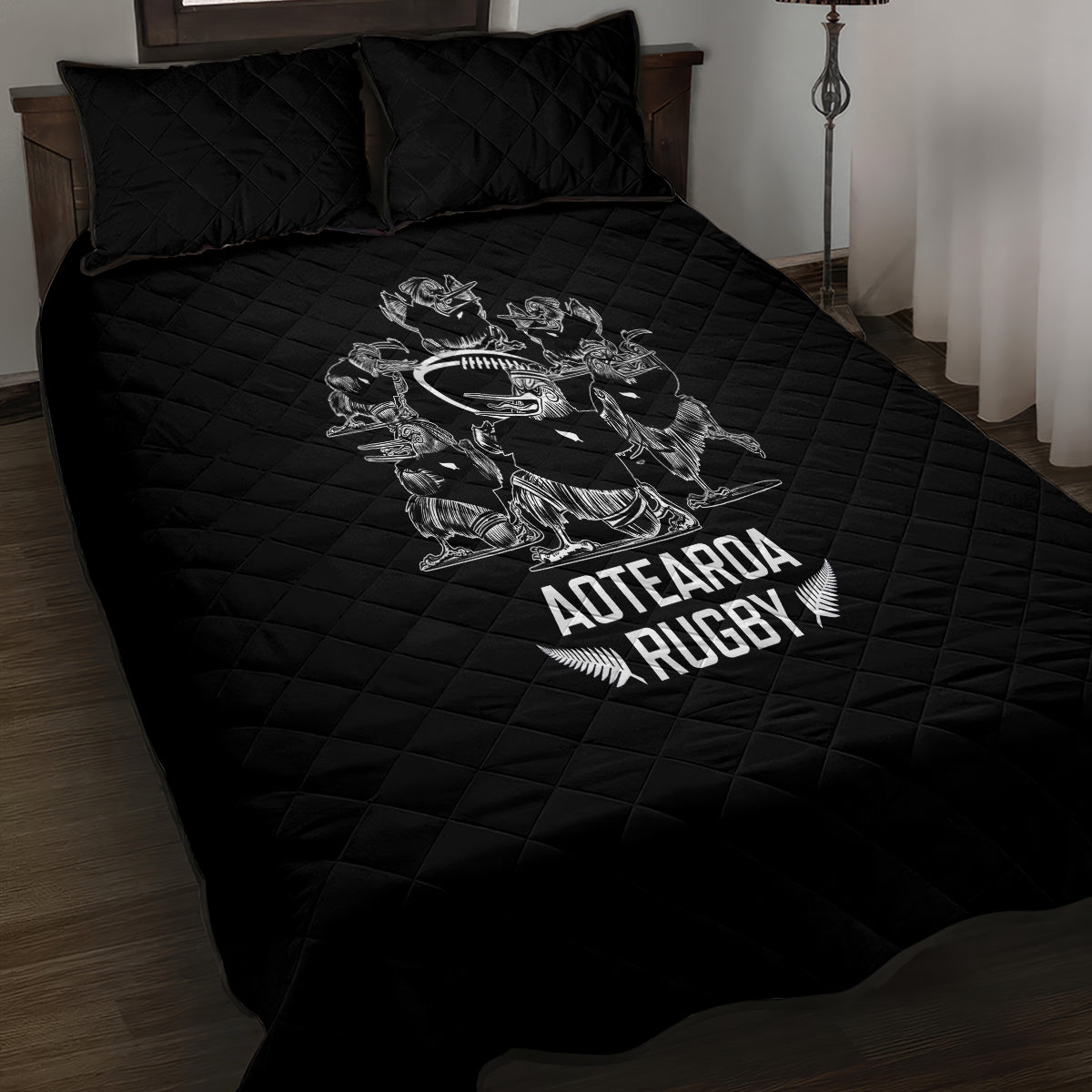 New Zealand Silver Fern Rugby Quilt Bed Set Haka Aotearoa Kiwi Dance - Vibe Hoodie Shop