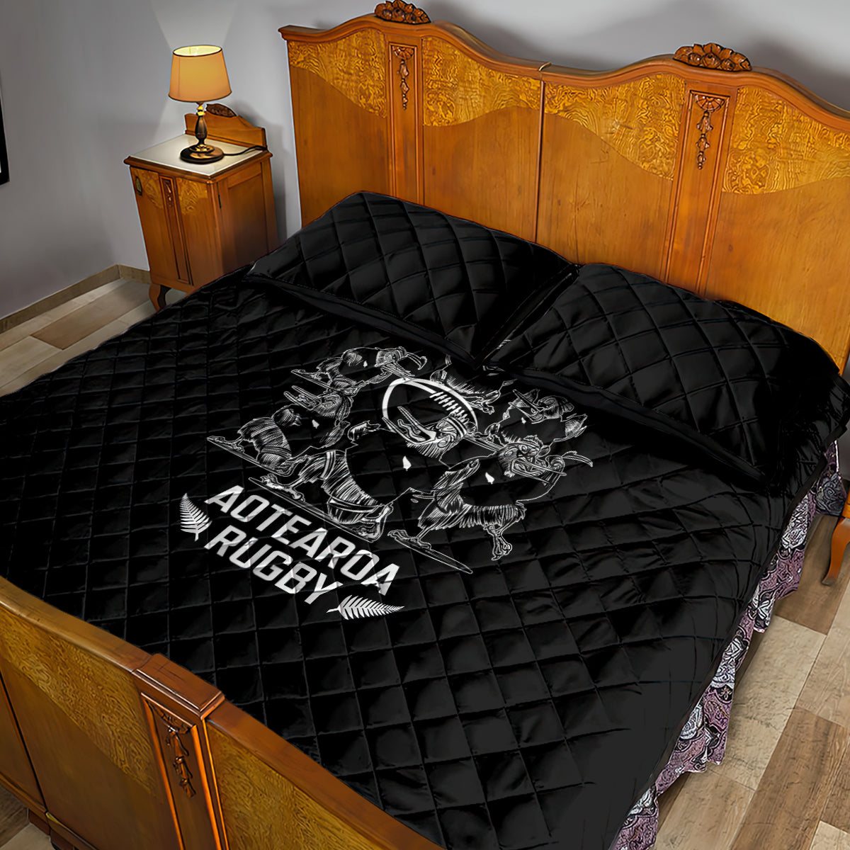 New Zealand Silver Fern Rugby Quilt Bed Set Haka Aotearoa Kiwi Dance - Vibe Hoodie Shop