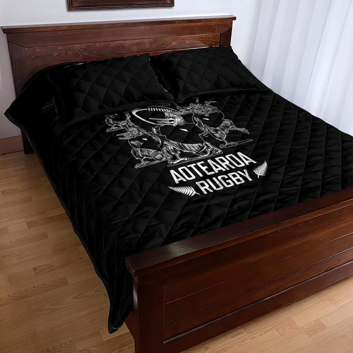 New Zealand Silver Fern Rugby Quilt Bed Set Haka Aotearoa Kiwi Dance - Vibe Hoodie Shop