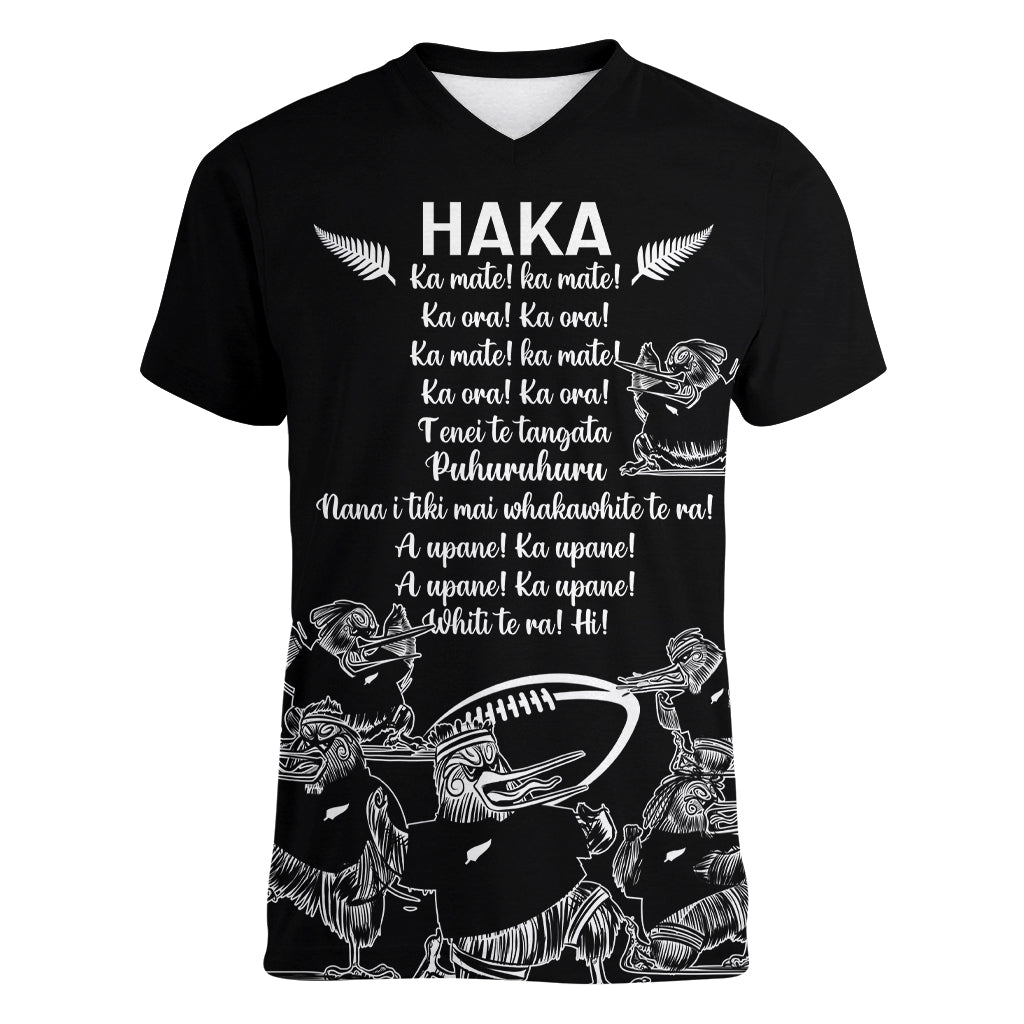 New Zealand Silver Fern Rugby Women V Neck T Shirt Haka Aotearoa Kiwi Dance - Vibe Hoodie Shop