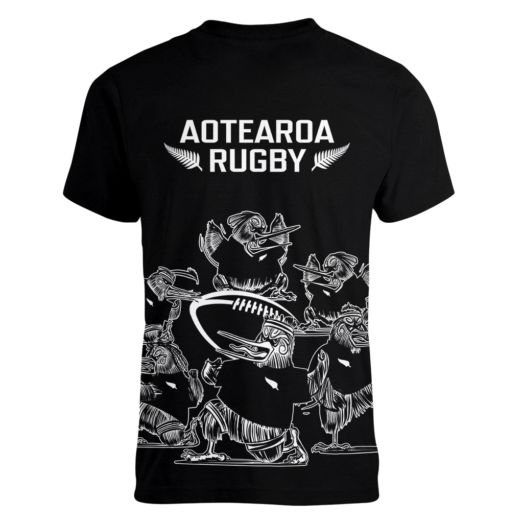 New Zealand Silver Fern Rugby Women V Neck T Shirt Haka Aotearoa Kiwi Dance - Vibe Hoodie Shop