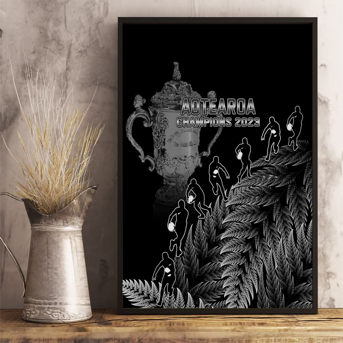 custom-new-zealand-silver-fern-rugby-canvas-wall-art-all-black-go-champions-2023-with-trophy-proud