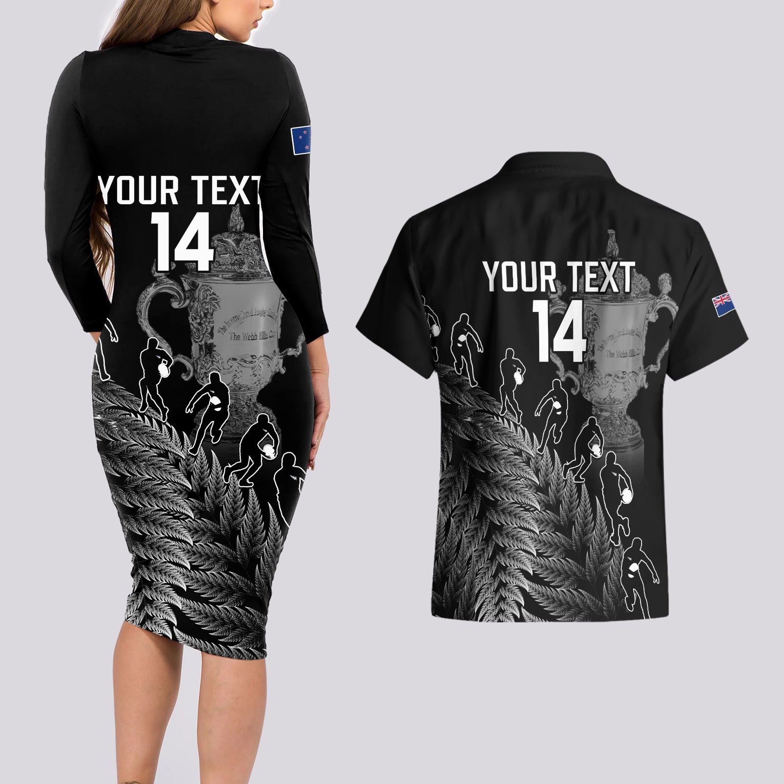 custom-new-zealand-silver-fern-rugby-couples-matching-long-sleeve-bodycon-dress-and-hawaiian-shirt-all-black-go-champions-2023-with-trophy-proud