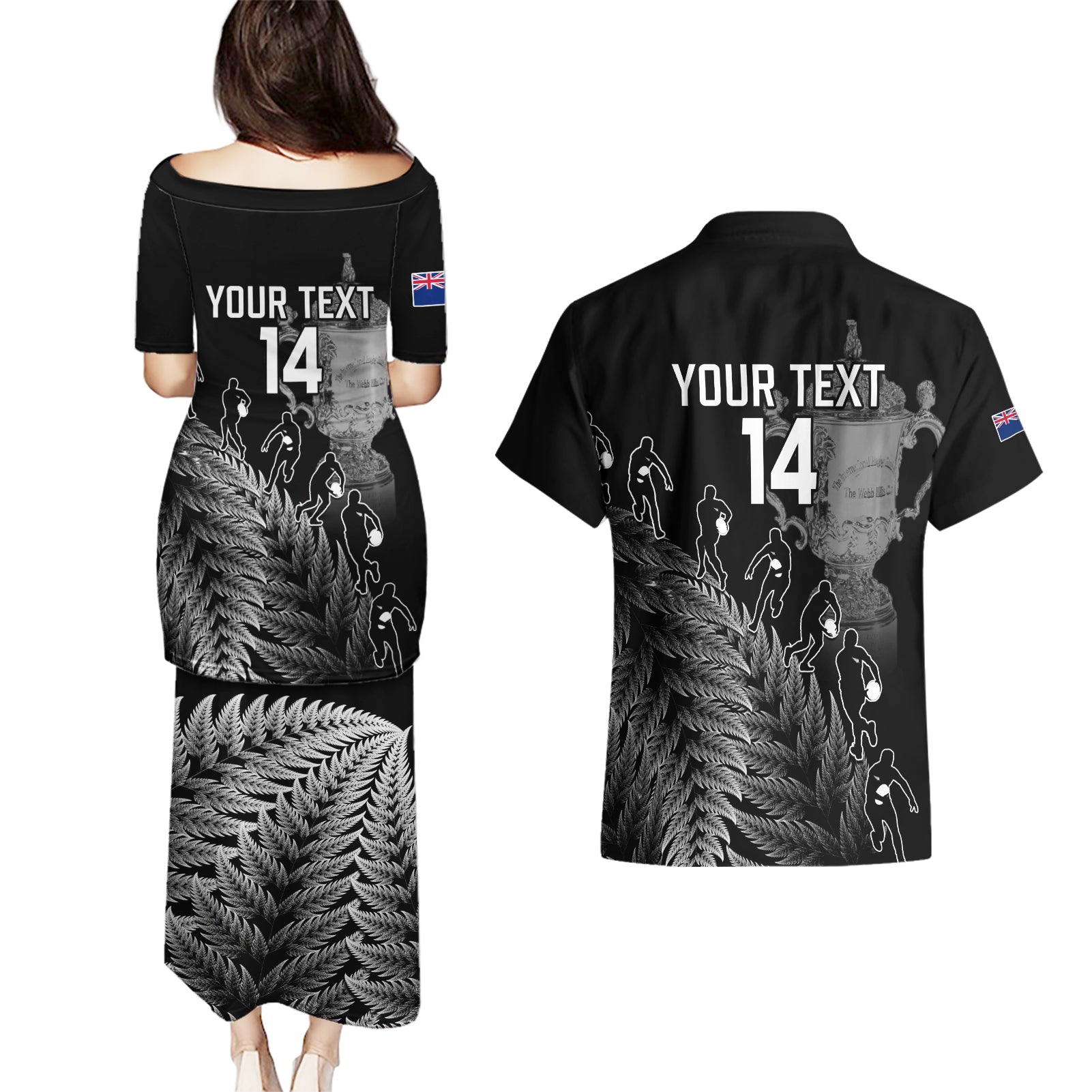 custom-new-zealand-silver-fern-rugby-couples-matching-puletasi-dress-and-hawaiian-shirt-all-black-go-champions-2023-with-trophy-proud