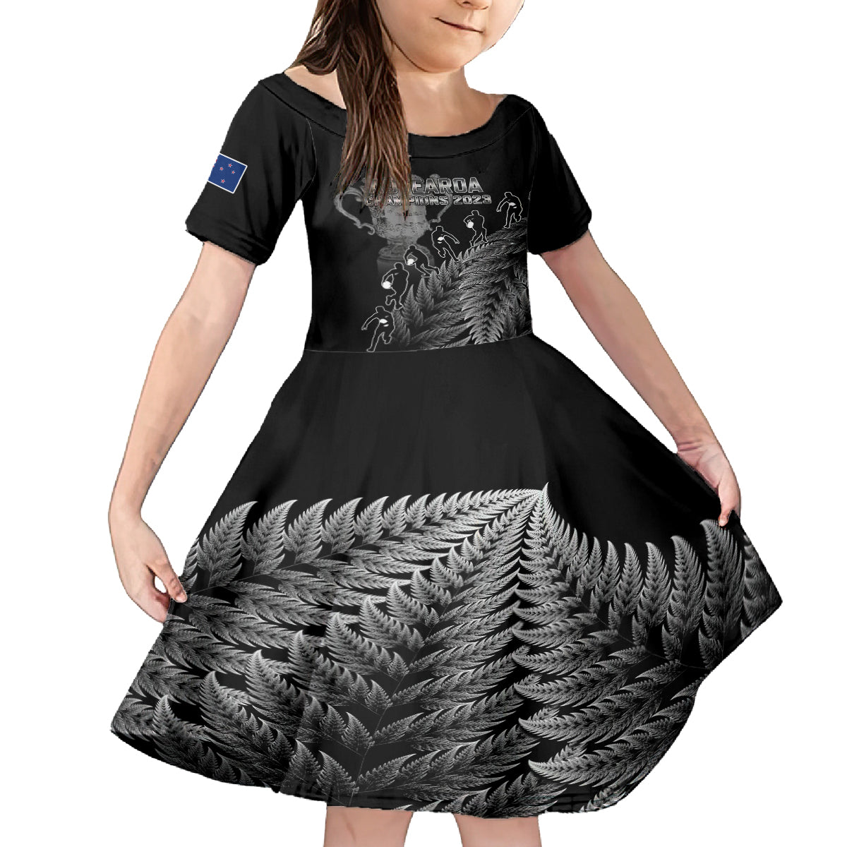 custom-new-zealand-silver-fern-rugby-family-matching-long-sleeve-bodycon-dress-and-hawaiian-shirt-all-black-go-champions-2023-with-trophy-proud