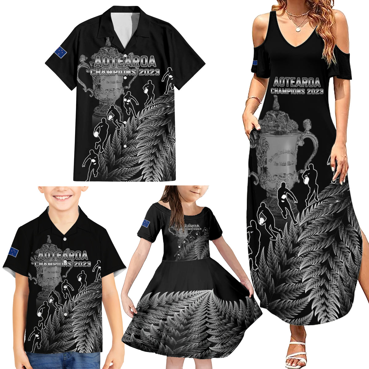 custom-new-zealand-silver-fern-rugby-family-matching-summer-maxi-dress-and-hawaiian-shirt-all-black-go-champions-2023-with-trophy-proud