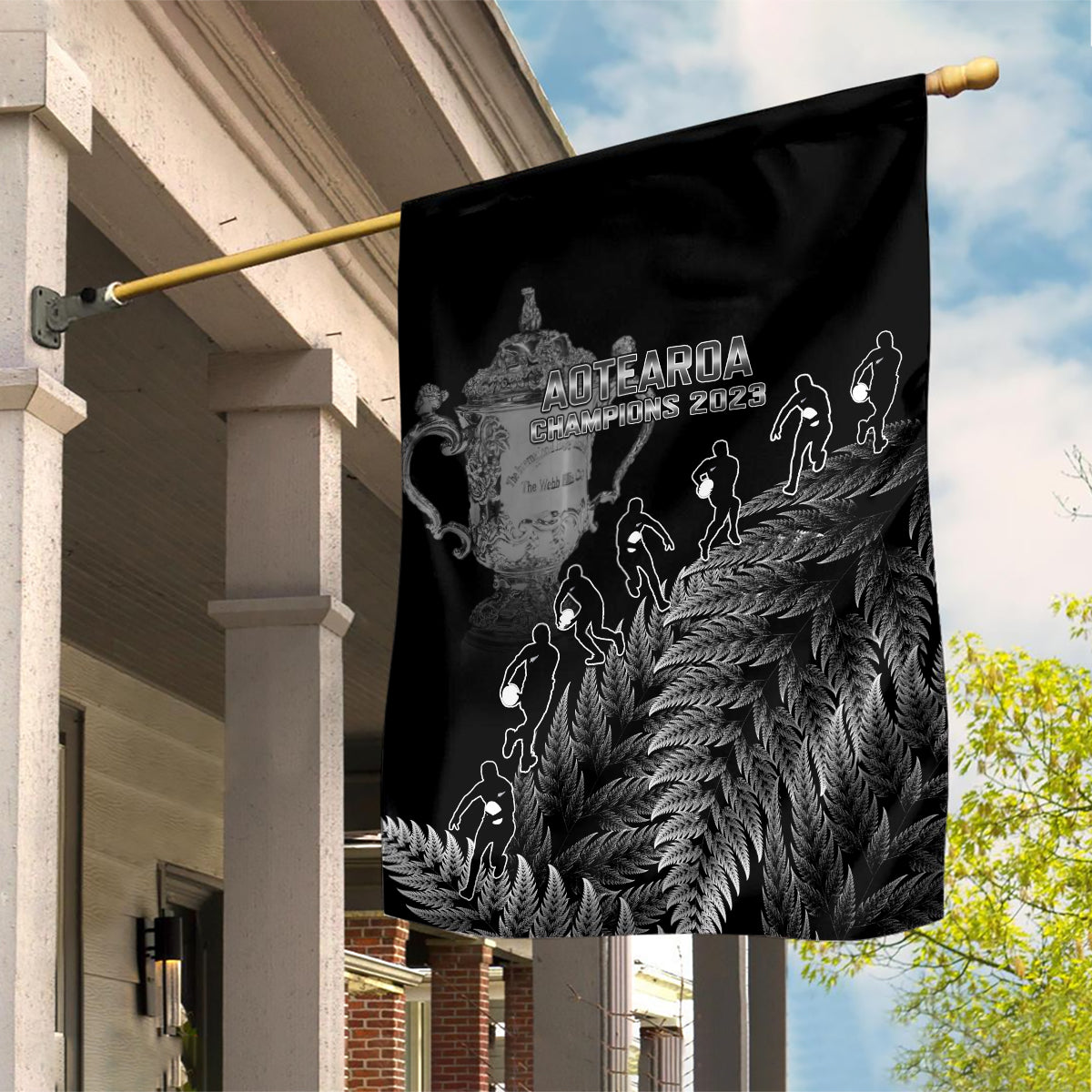 Custom New Zealand Silver Fern Rugby Garden Flag All Black Go Champions 2023 With Trophy Proud - Vibe Hoodie Shop