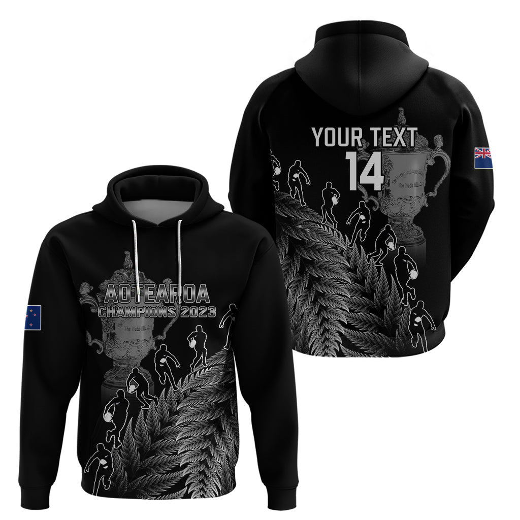 Custom New Zealand Silver Fern Rugby Hoodie All Black Go Champions 2023 With Trophy Proud - Vibe Hoodie Shop