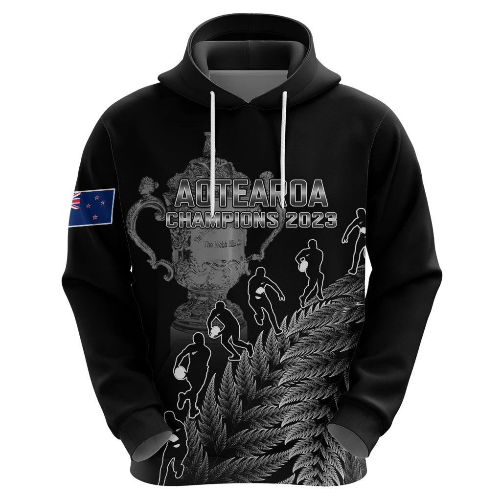 Custom New Zealand Silver Fern Rugby Hoodie All Black Go Champions 2023 With Trophy Proud - Vibe Hoodie Shop