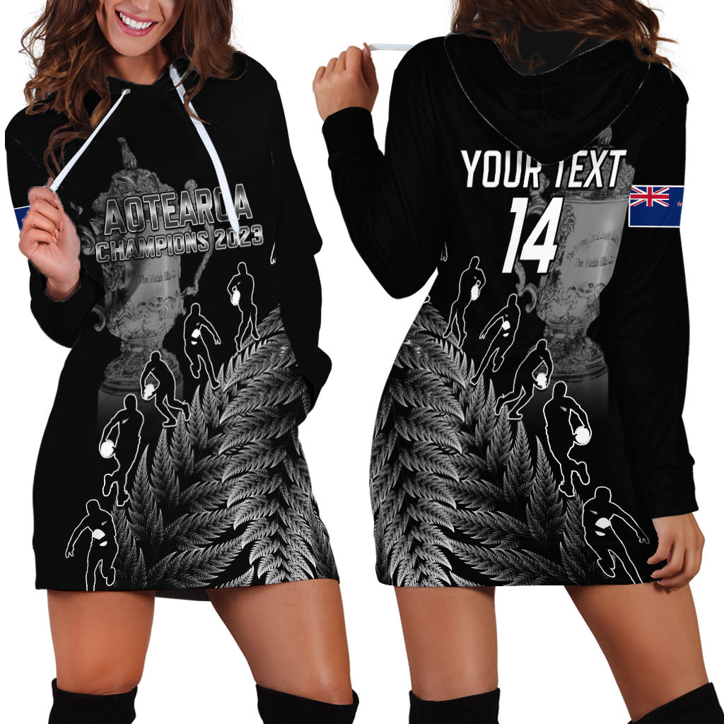 Custom New Zealand Silver Fern Rugby Hoodie Dress All Black Go Champions 2023 With Trophy Proud - Vibe Hoodie Shop