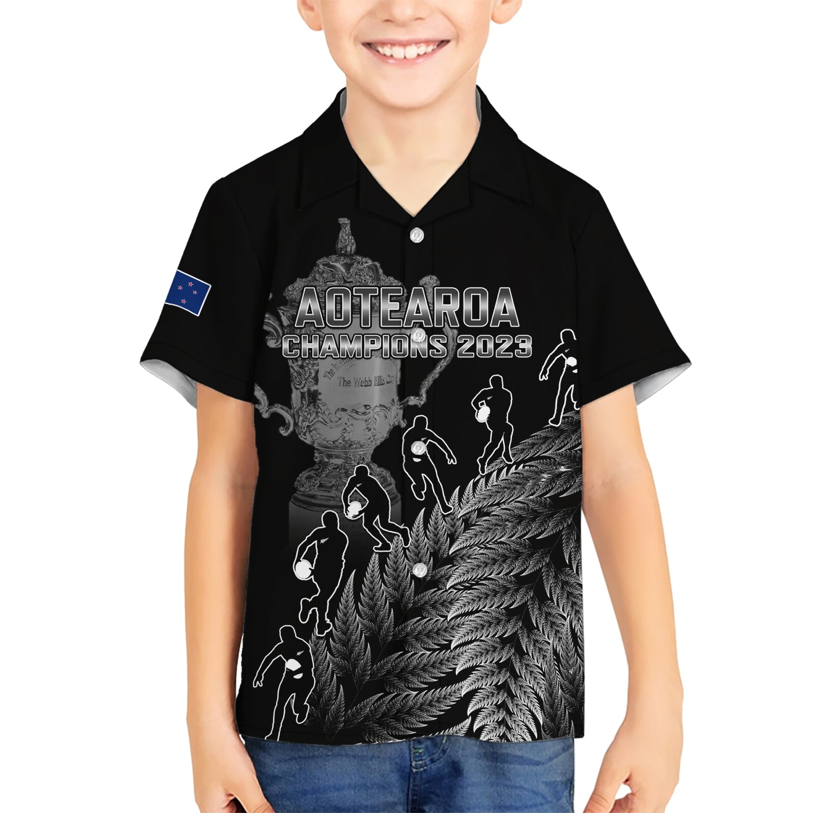 custom-new-zealand-silver-fern-rugby-kid-hawaiian-shirt-all-black-go-champions-2023-with-trophy-proud