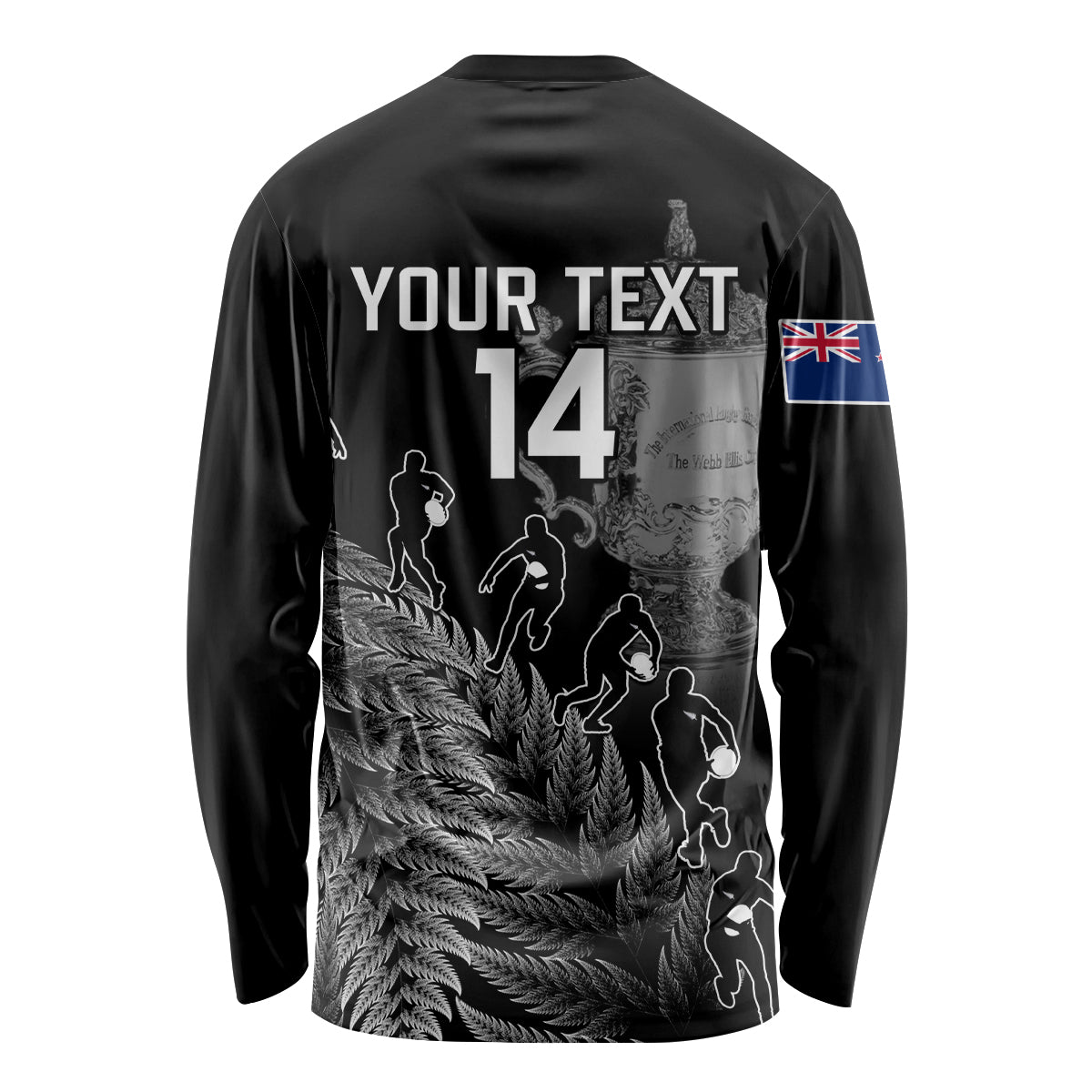 Custom New Zealand Silver Fern Rugby Long Sleeve Shirt All Black Go Champions 2023 With Trophy Proud - Vibe Hoodie Shop