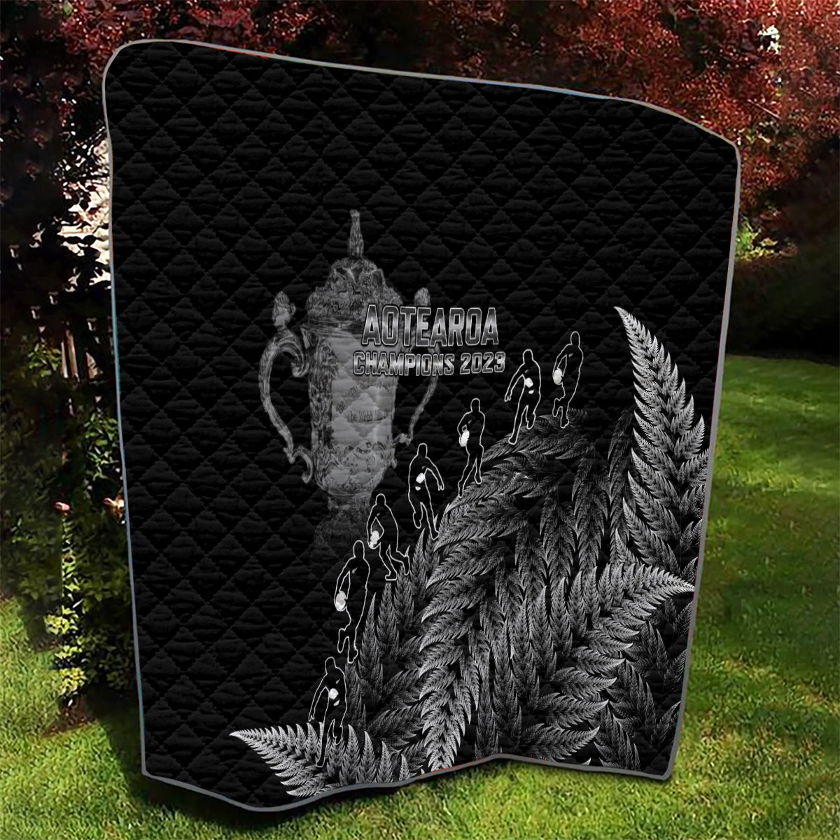 Custom New Zealand Silver Fern Rugby Quilt All Black Go Champions 2023 With Trophy Proud - Vibe Hoodie Shop