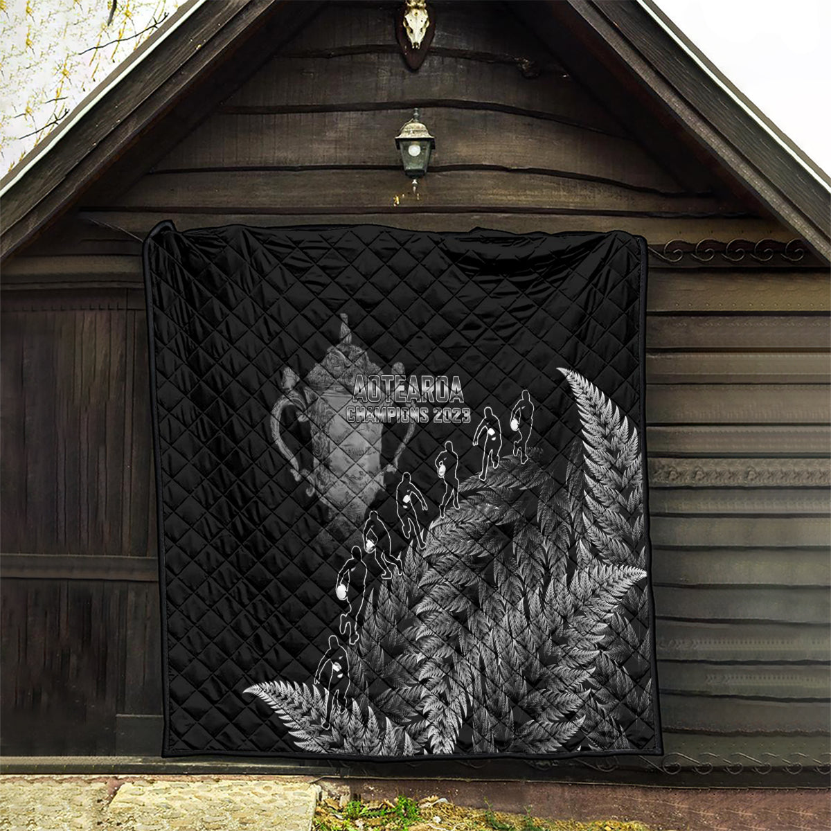 Custom New Zealand Silver Fern Rugby Quilt All Black Go Champions 2023 With Trophy Proud - Vibe Hoodie Shop