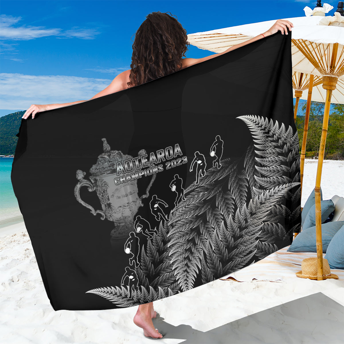 Custom New Zealand Silver Fern Rugby Sarong All Black Go Champions 2023 With Trophy Proud - Vibe Hoodie Shop