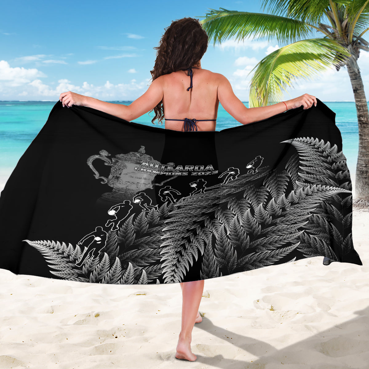 Custom New Zealand Silver Fern Rugby Sarong All Black Go Champions 2023 With Trophy Proud - Vibe Hoodie Shop