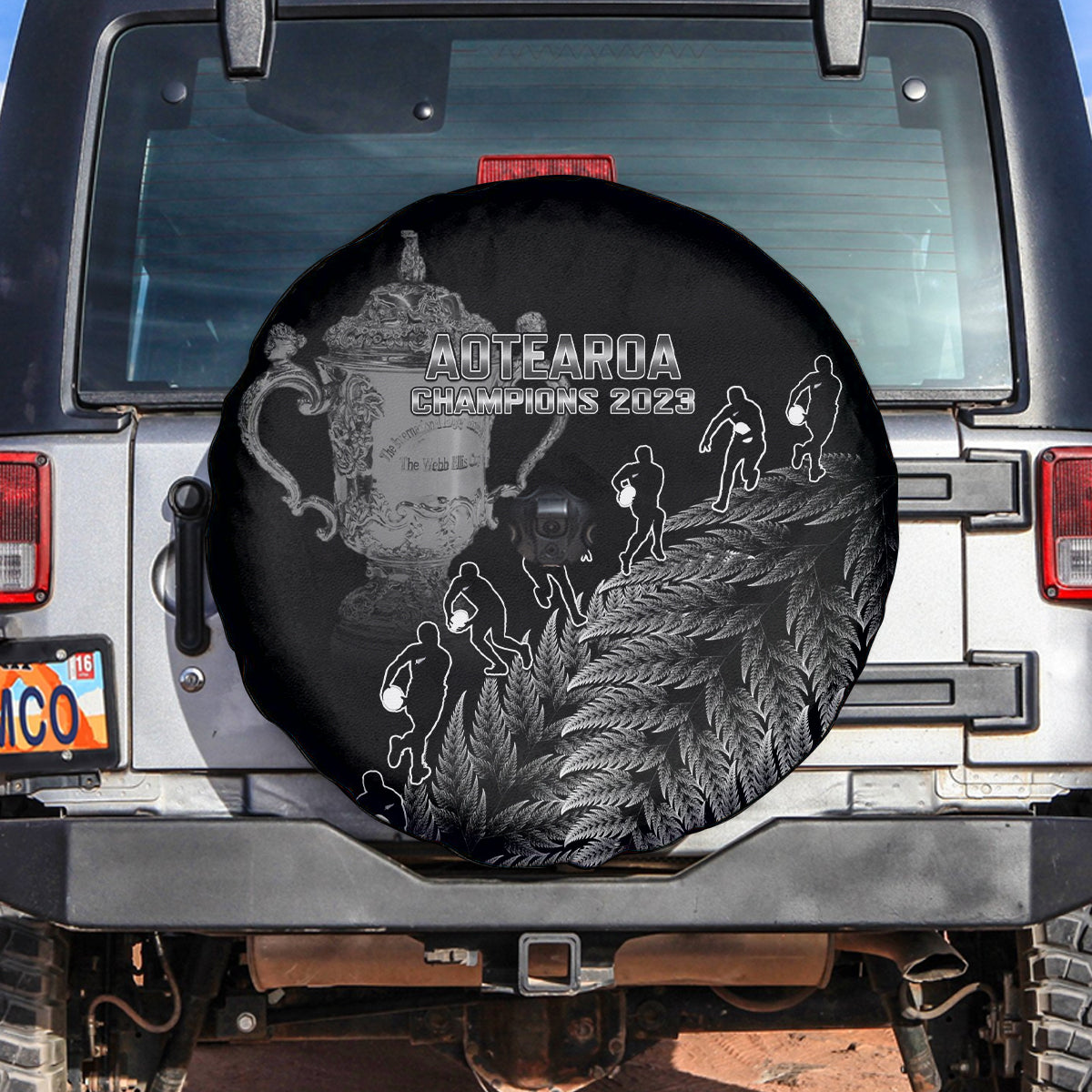 Custom New Zealand Silver Fern Rugby Spare Tire Cover All Black Go Champions 2023 With Trophy Proud - Vibe Hoodie Shop