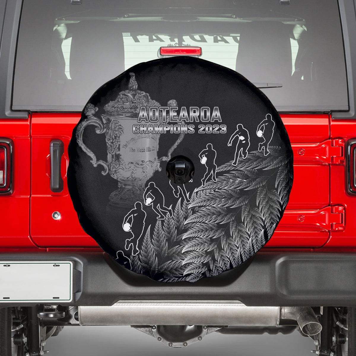 Custom New Zealand Silver Fern Rugby Spare Tire Cover All Black Go Champions 2023 With Trophy Proud - Vibe Hoodie Shop