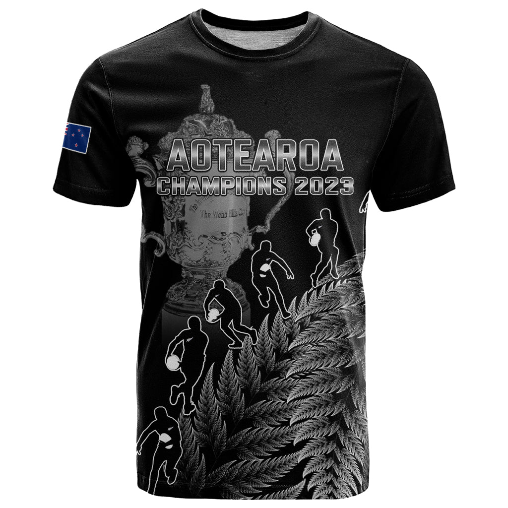 Custom New Zealand Silver Fern Rugby T Shirt All Black Go Champions 2023 With Trophy Proud - Vibe Hoodie Shop