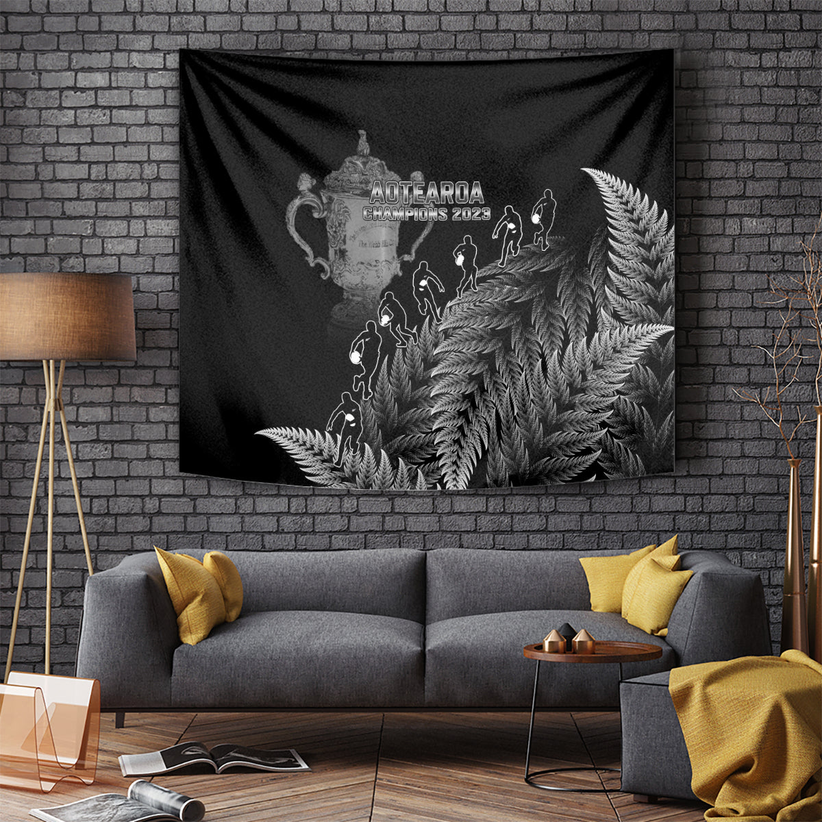 Custom New Zealand Silver Fern Rugby Tapestry All Black Go Champions 2023 With Trophy Proud - Vibe Hoodie Shop