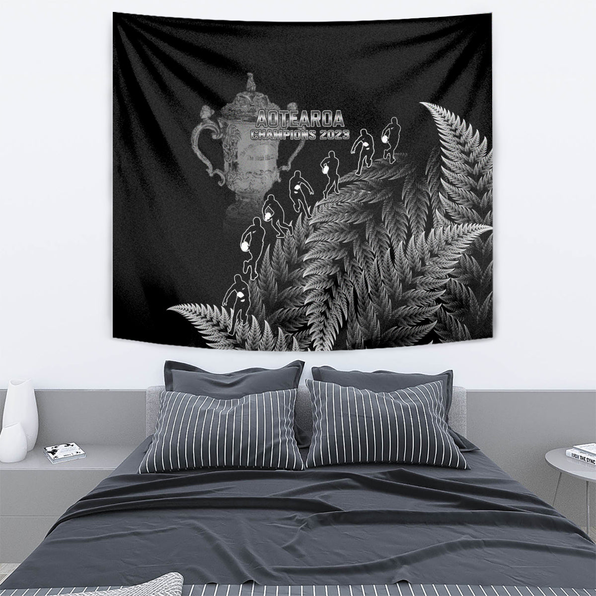 Custom New Zealand Silver Fern Rugby Tapestry All Black Go Champions 2023 With Trophy Proud - Vibe Hoodie Shop